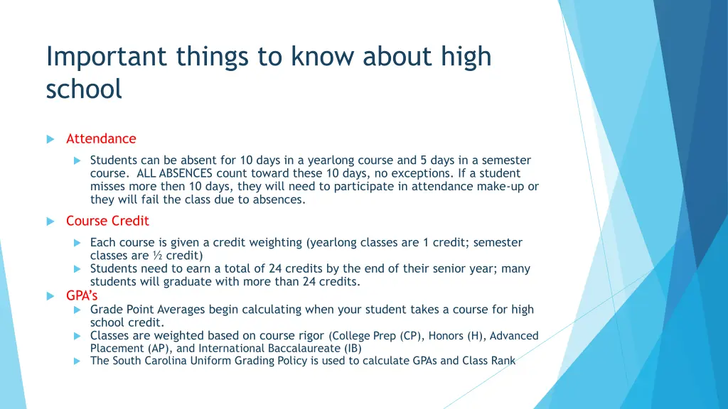 important things to know about high school