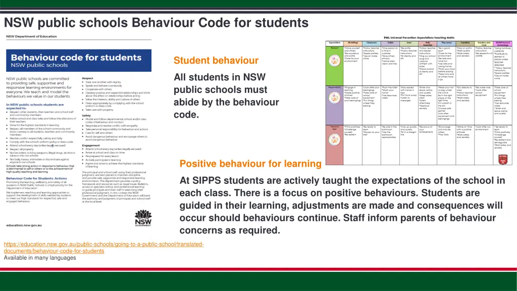 nsw public schools behaviour code for students