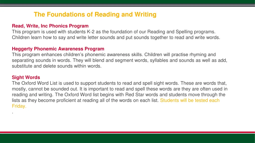 the foundations of reading and writing