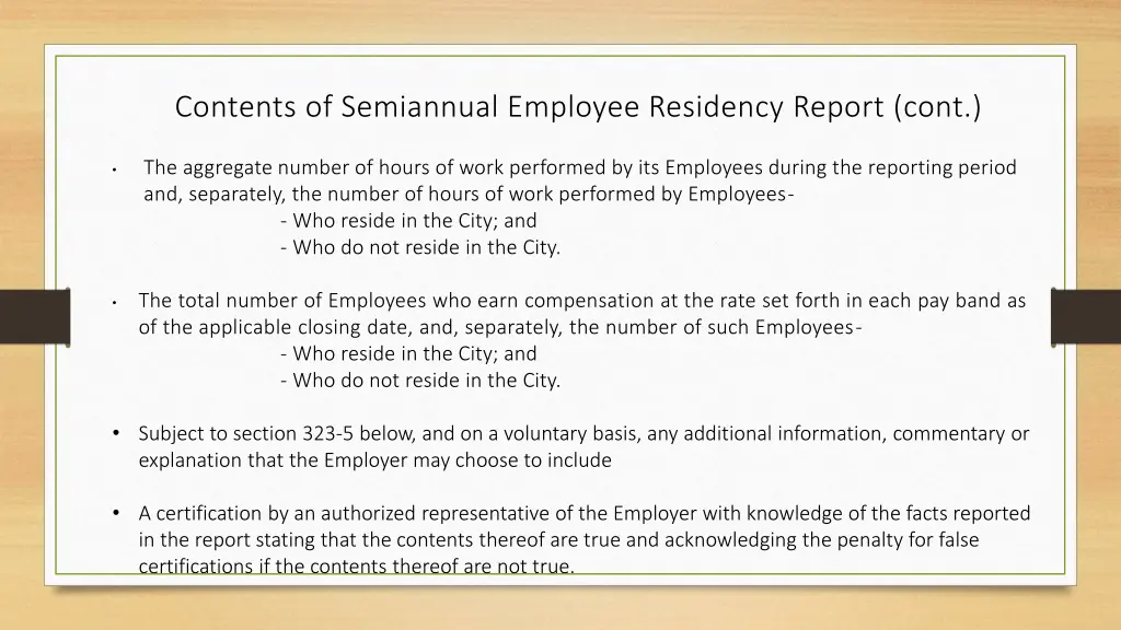 contents of semiannual employee residency report 1