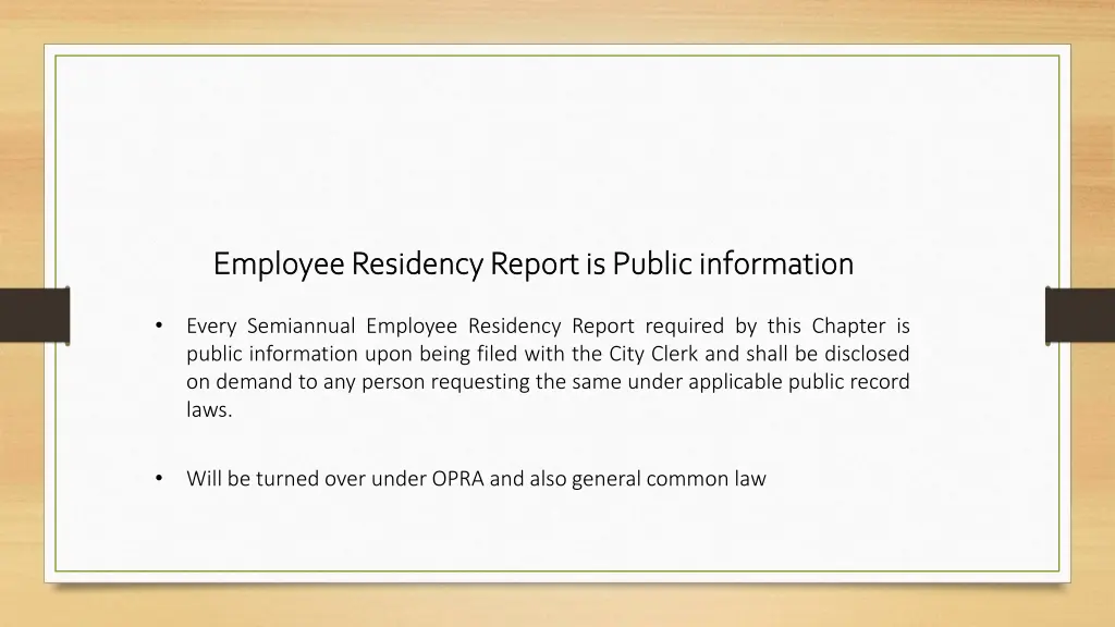 employee residency report is public information