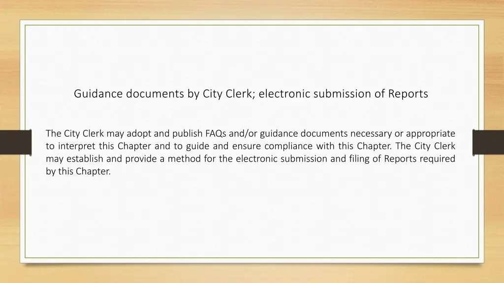 guidance documents by city clerk electronic