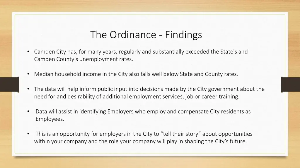 the ordinance findings