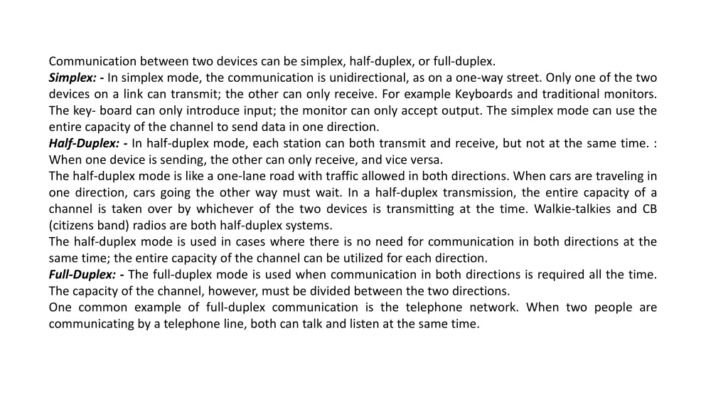 communication between two devices can be simplex