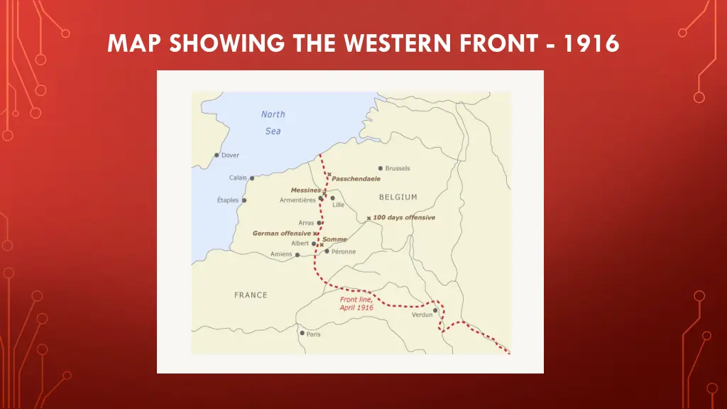 map showing the western front 1916