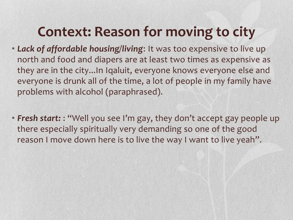 context reason for moving to city lack