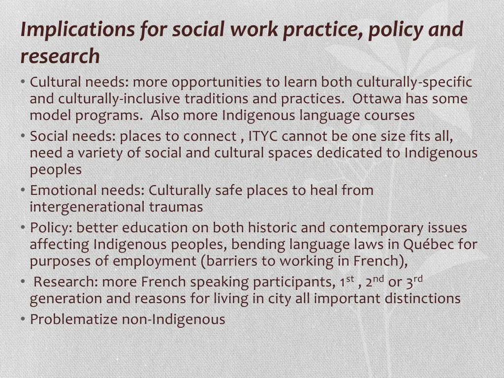 implications for social work practice policy