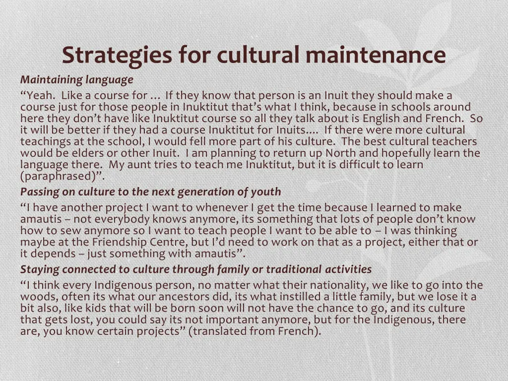 strategies for cultural maintenance maintaining