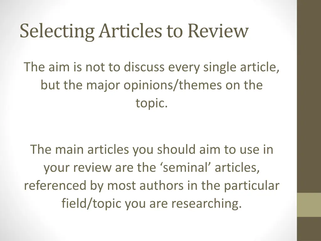 selecting articles to review