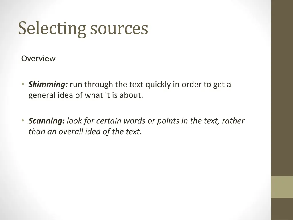 selecting sources 1