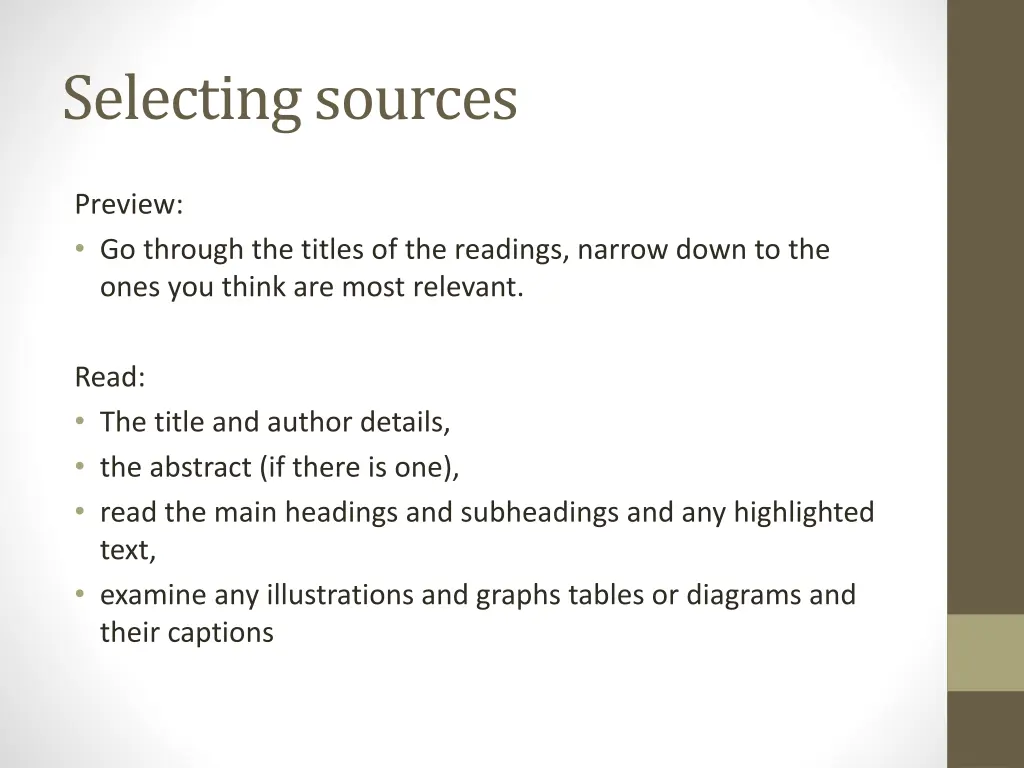 selecting sources