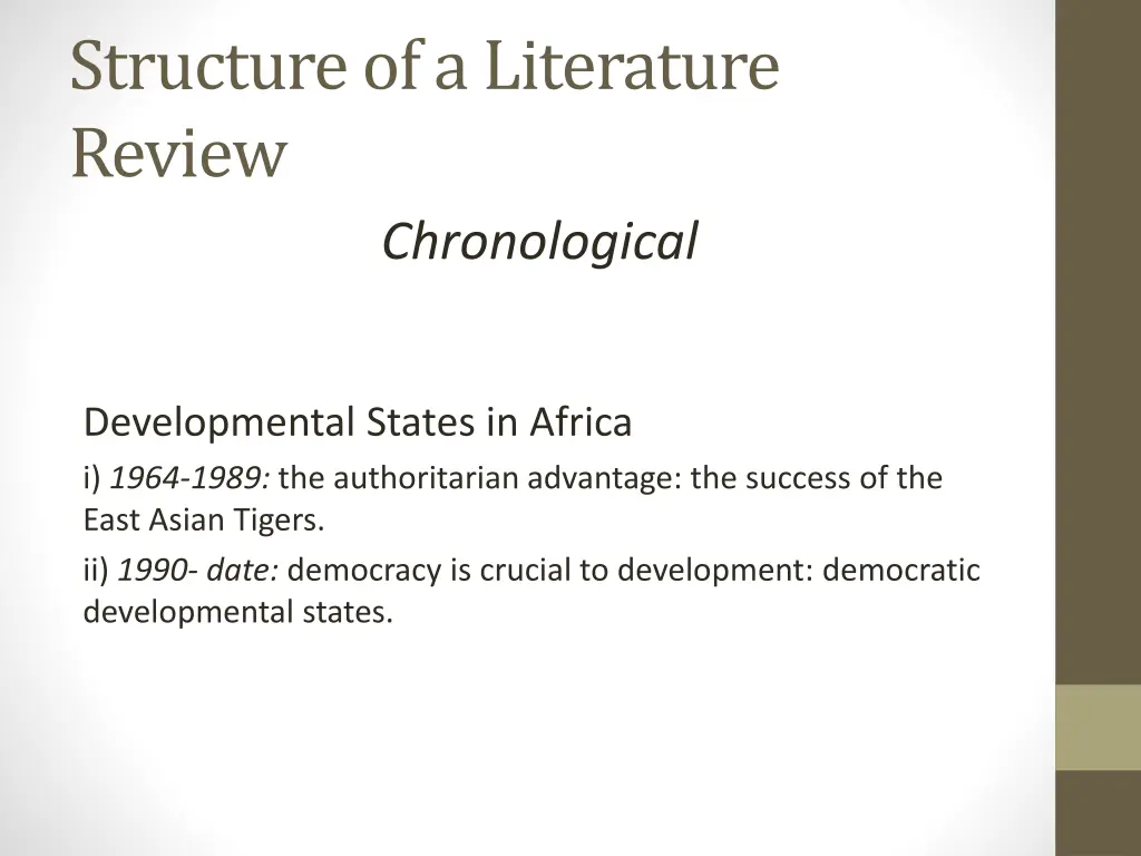 structure of a literature review chronological