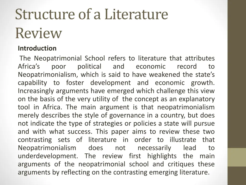 structure of a literature review introduction