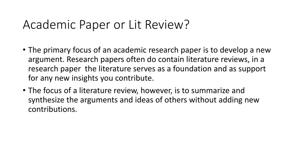 academic paper or lit review