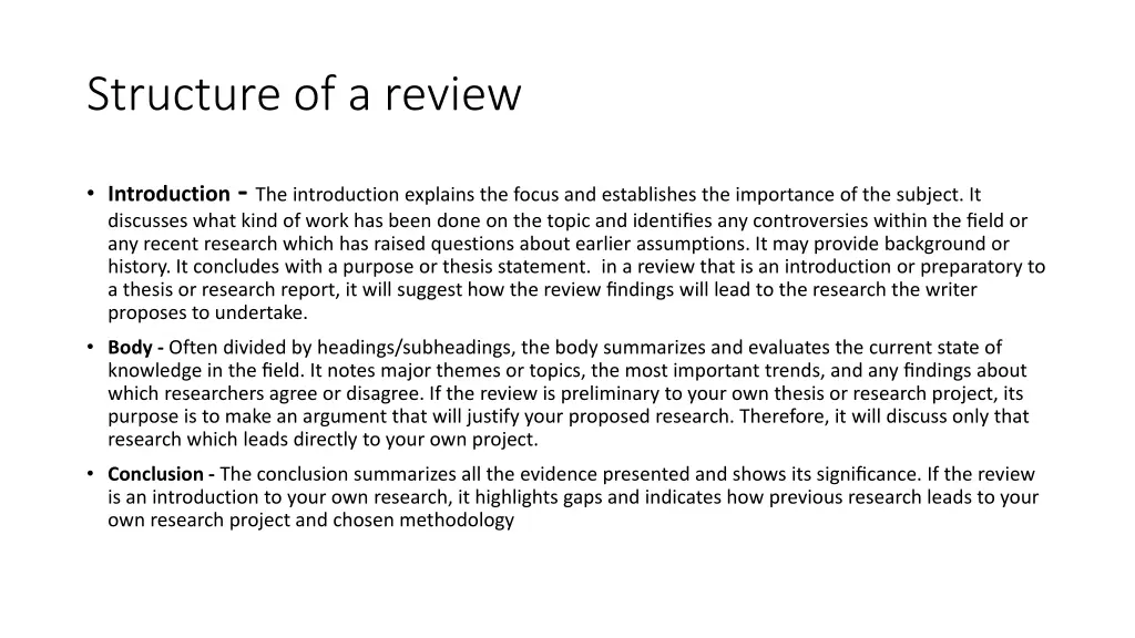 structure of a review