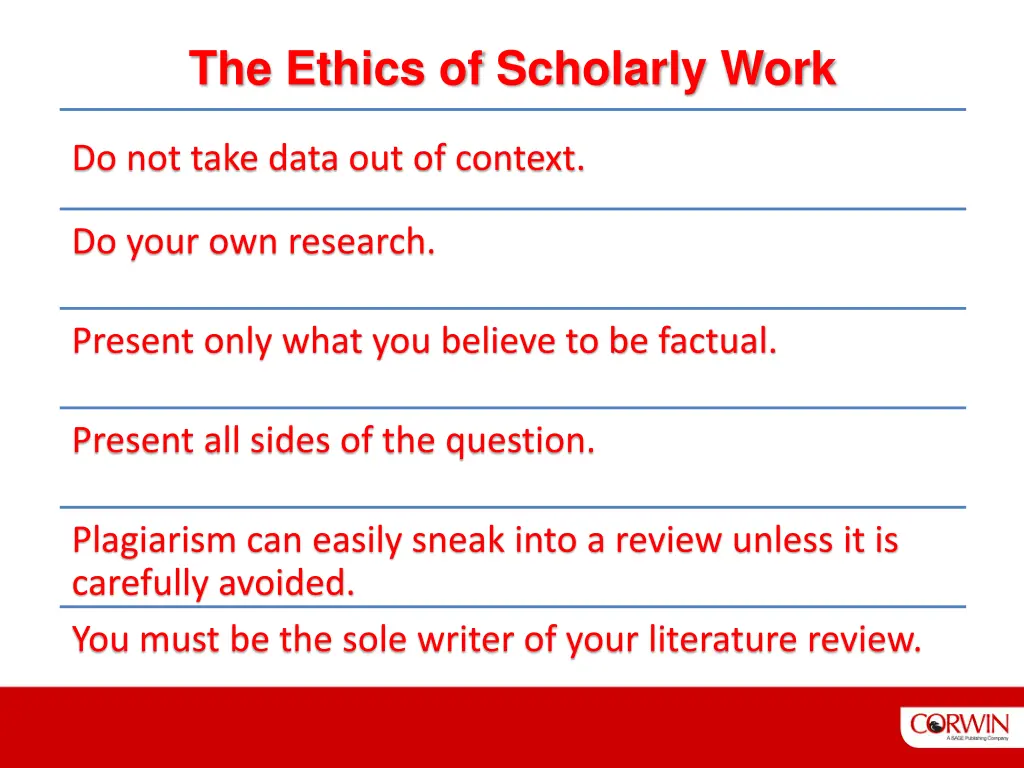 the ethics of scholarly work