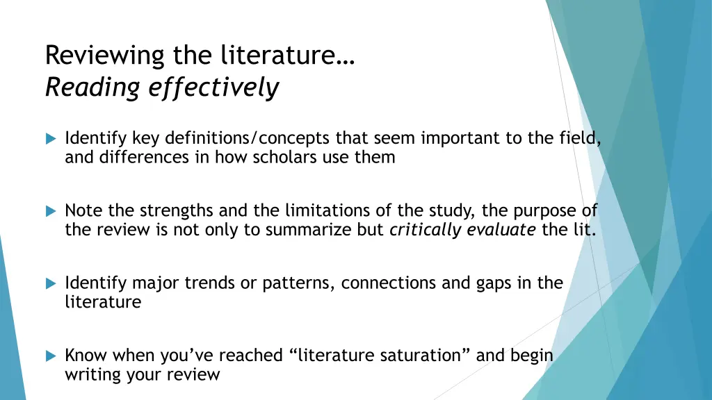 reviewing the literature reading effectively 1