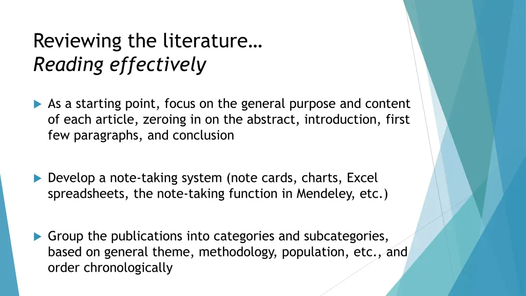 reviewing the literature reading effectively