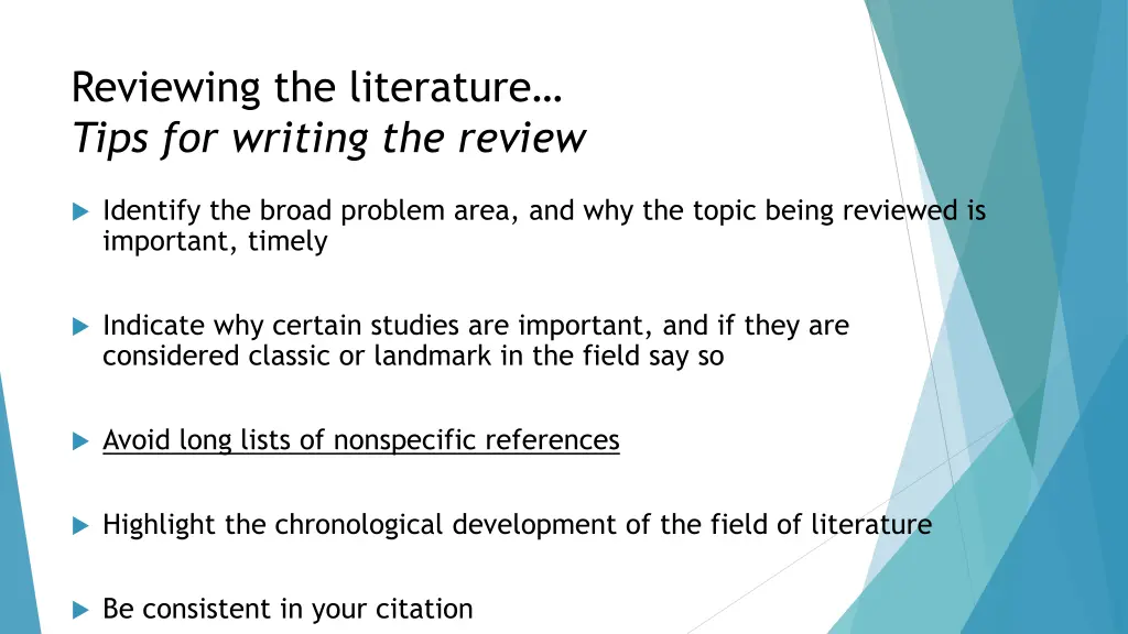 reviewing the literature tips for writing