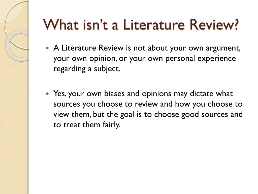 what isn t a literature review