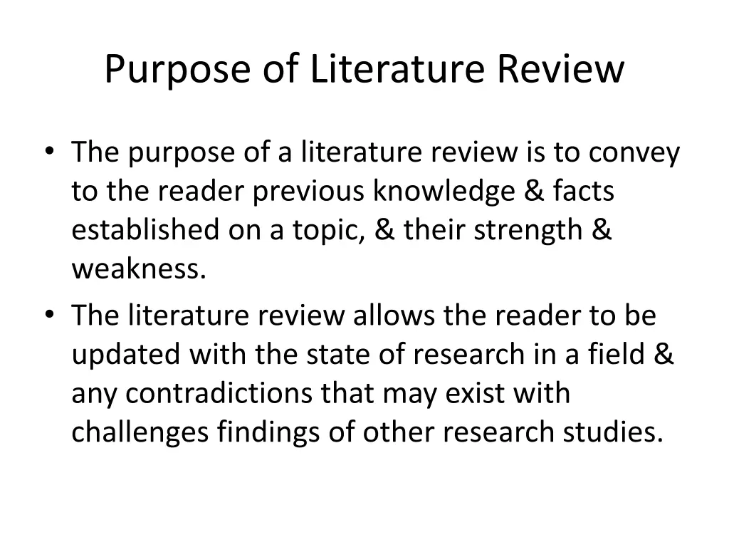 purpose of literature review