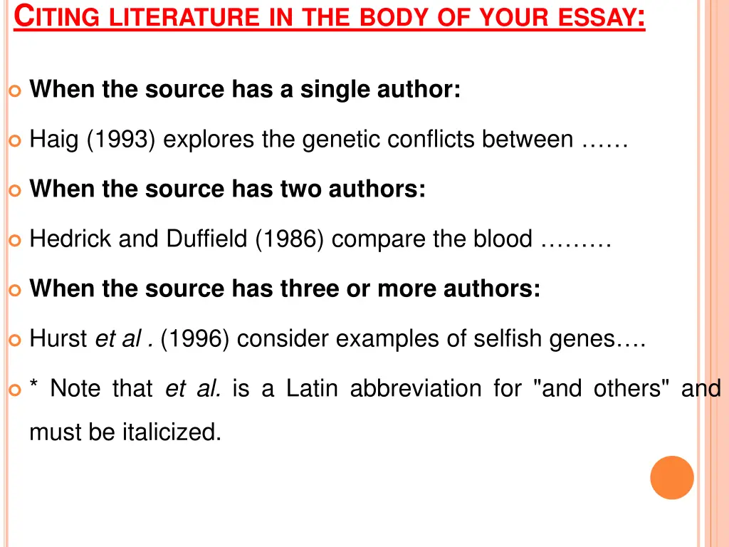 c iting literature in the body of your essay