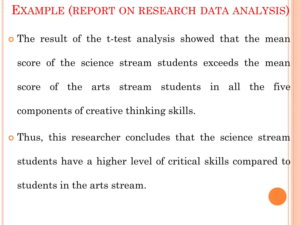 e xample report on research data analysis