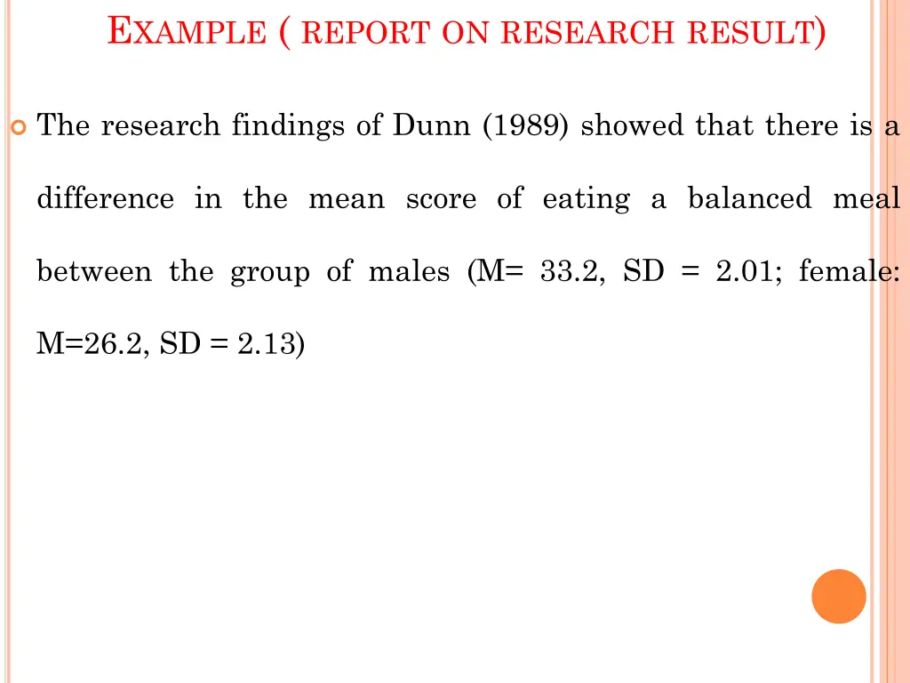 e xample report on research result