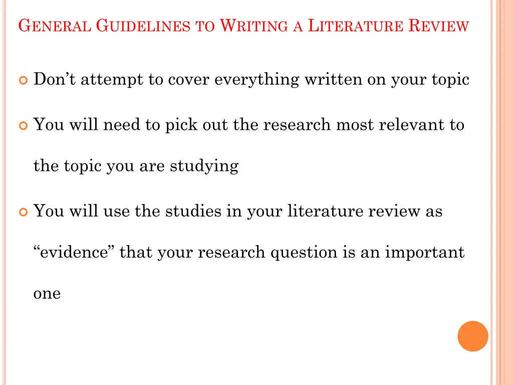 g eneral g uidelines to w riting a l iterature