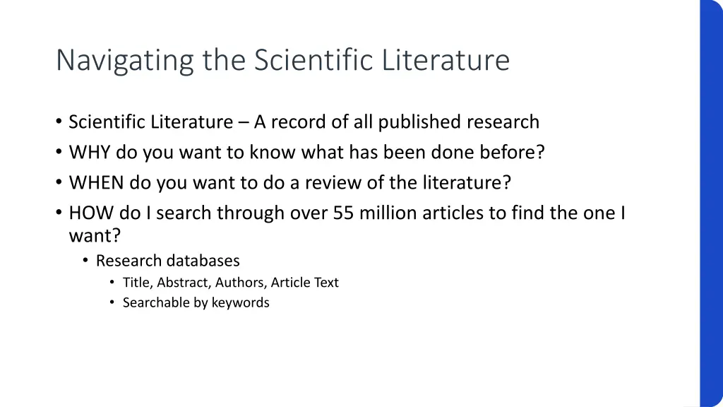 navigating the scientific literature