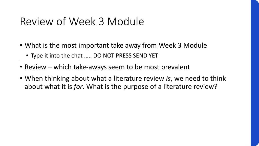 review of week 3 module