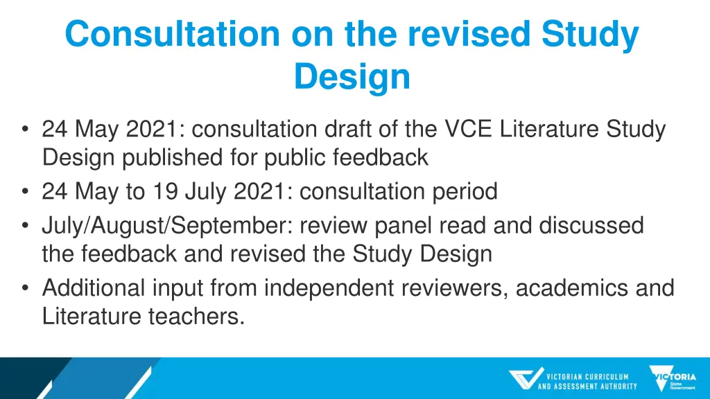 consultation on the revised study design