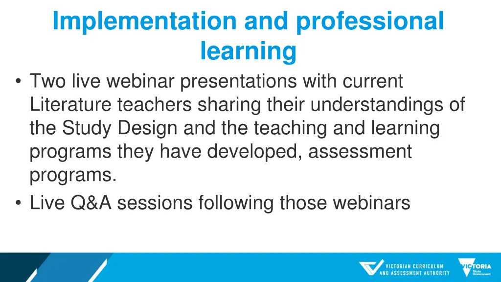 implementation and professional learning two live