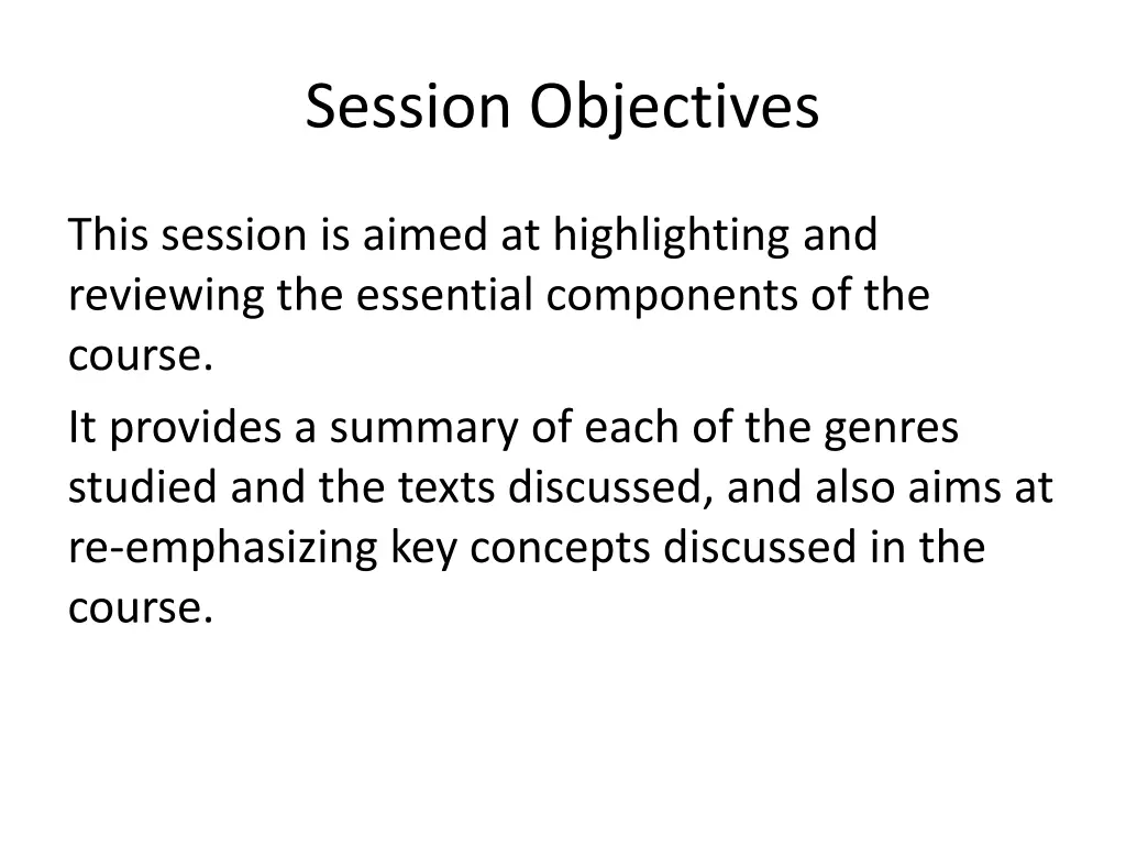 session objectives