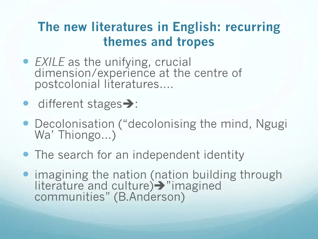 the new literatures in english recurring themes 1