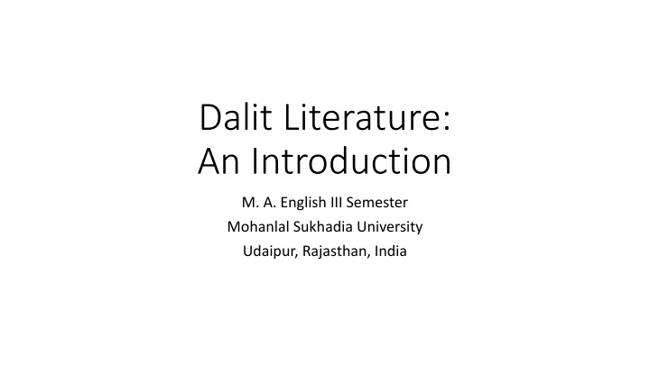 dalit literature an introduction