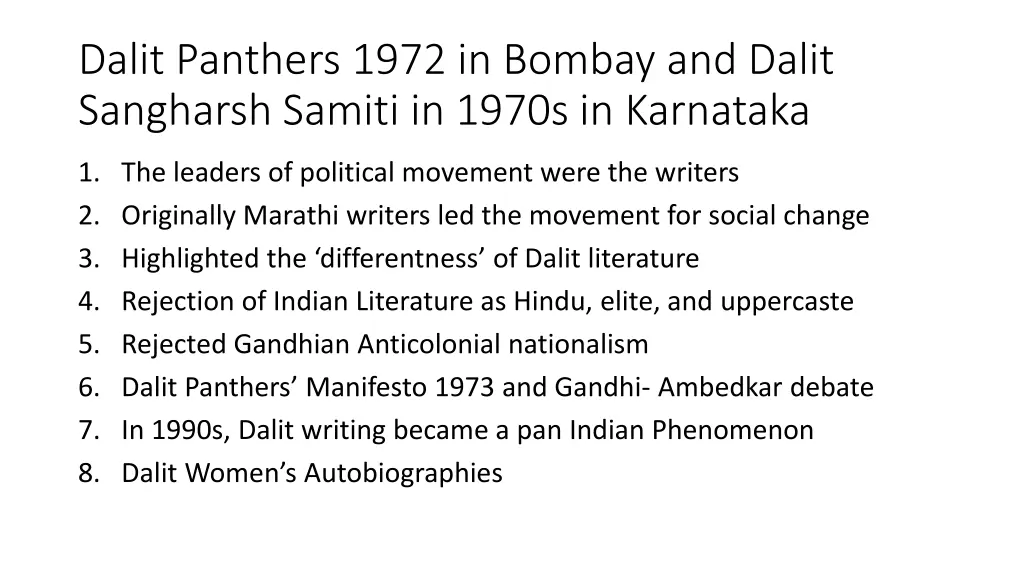 dalit panthers 1972 in bombay and dalit sangharsh