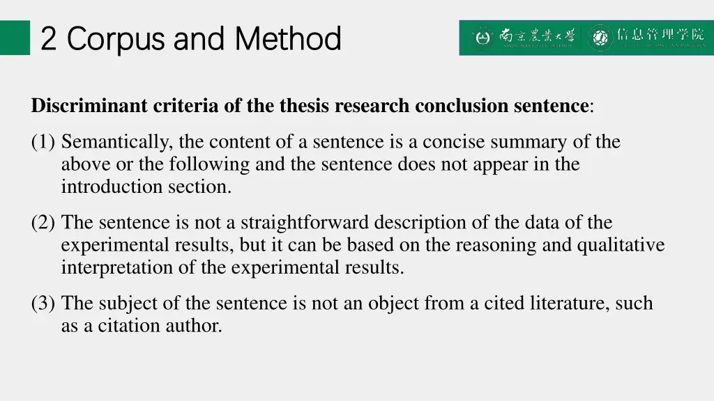 2 corpus and method 2 corpus and method 1