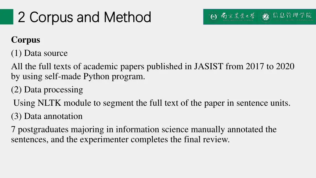 2 corpus and method 2 corpus and method