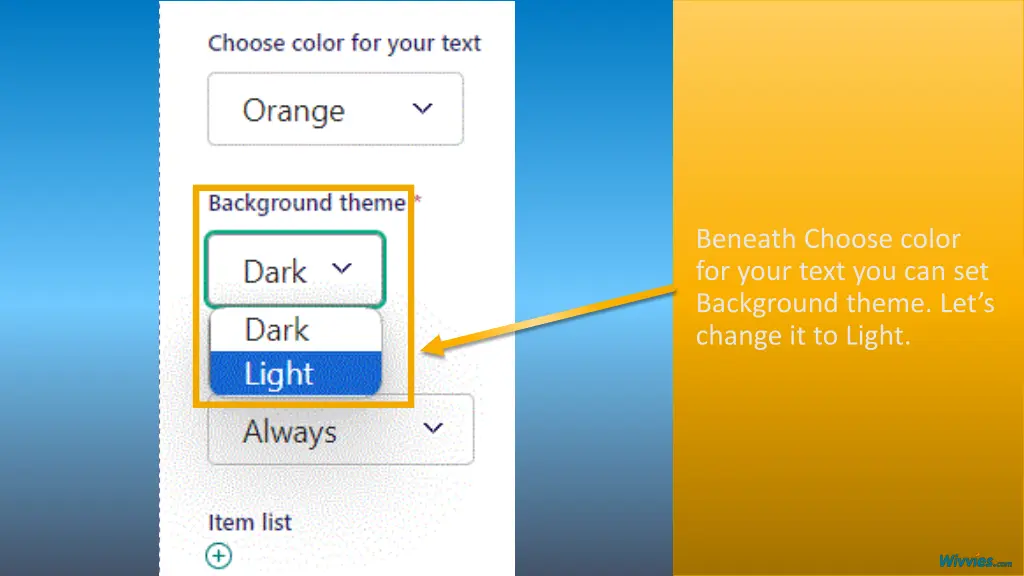 beneath choose color for your text