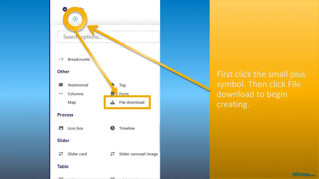 first click the small plus symbol then click file