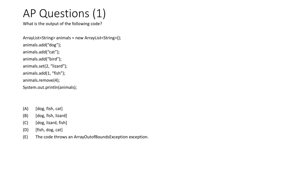 ap questions 1 what is the output