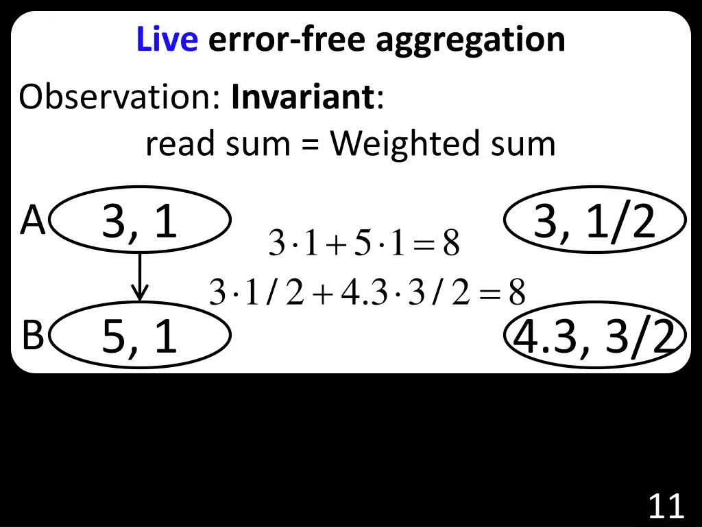 live error free aggregation observation invariant