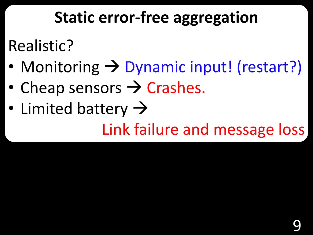 static error free aggregation