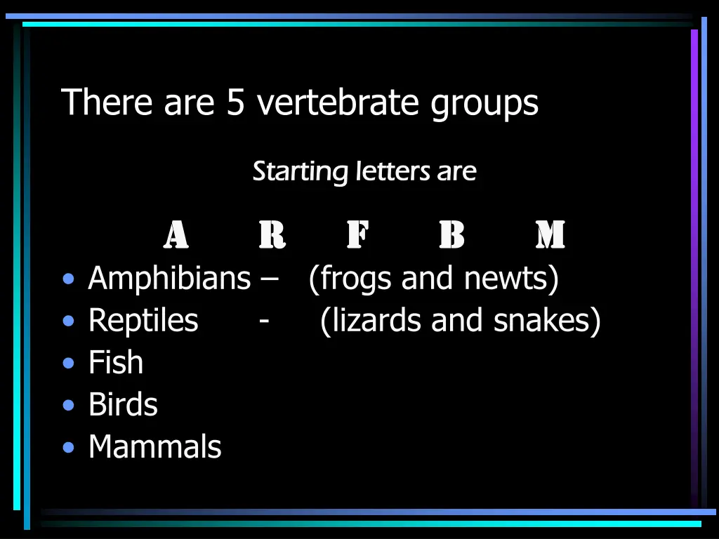 there are 5 vertebrate groups