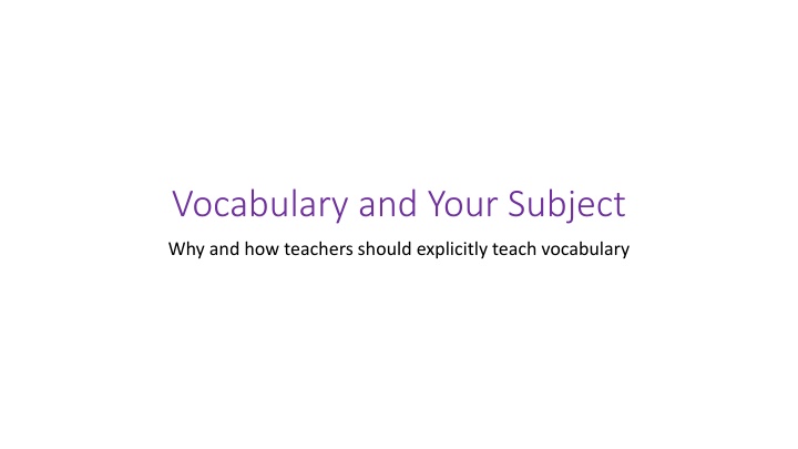 vocabulary and your subject