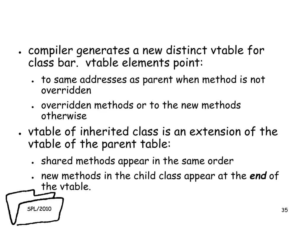 compiler generates a new distinct vtable