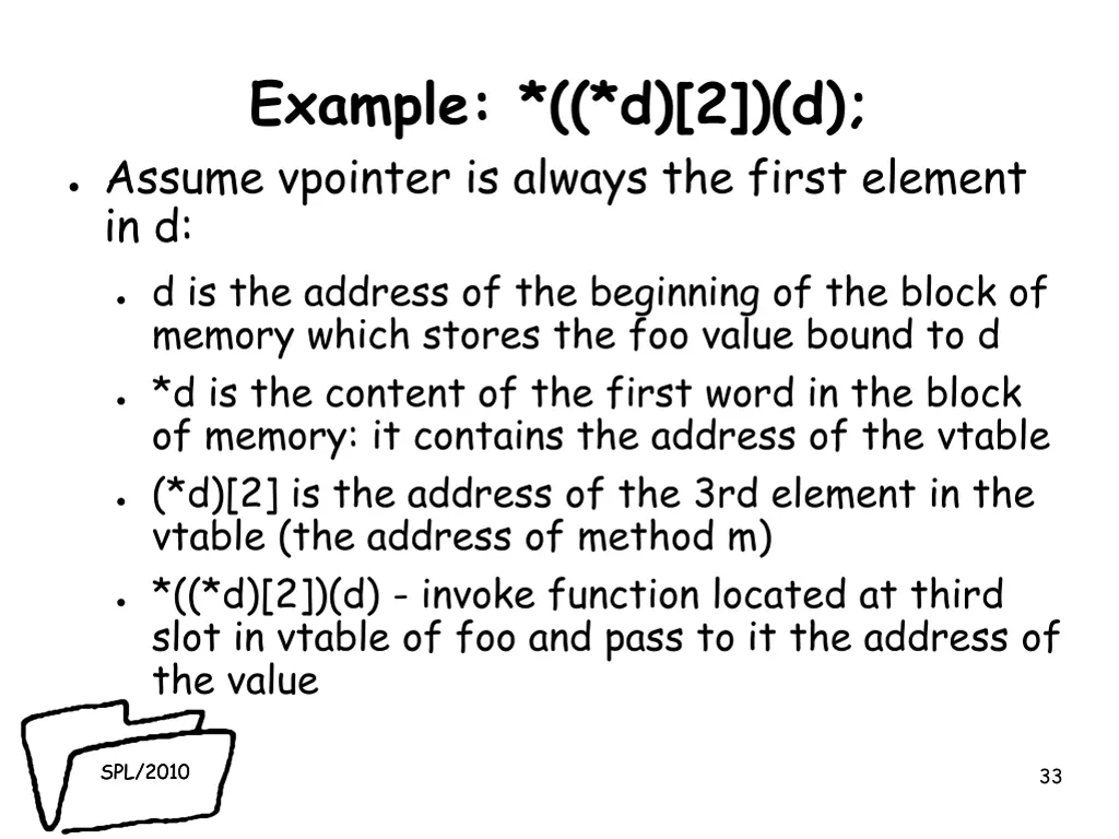 example d 2 d assume vpointer is always the first