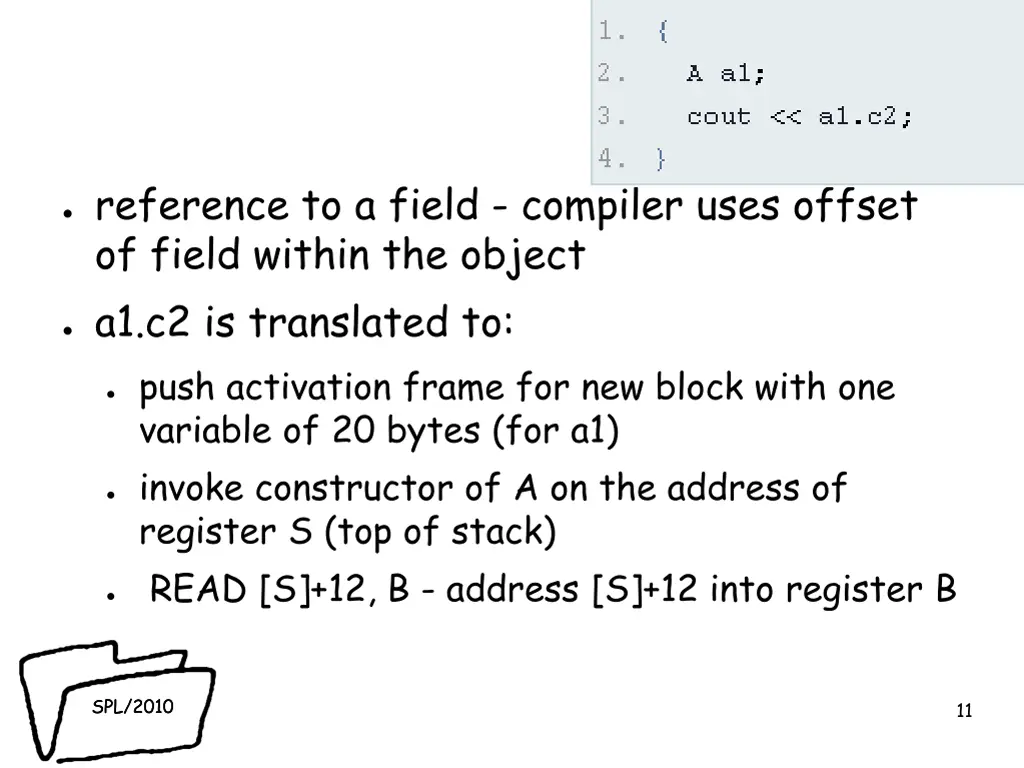 reference to a field compiler uses offset