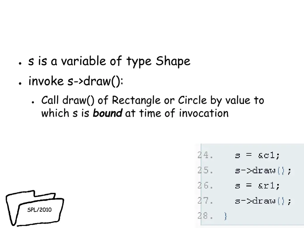 s is a variable of type shape